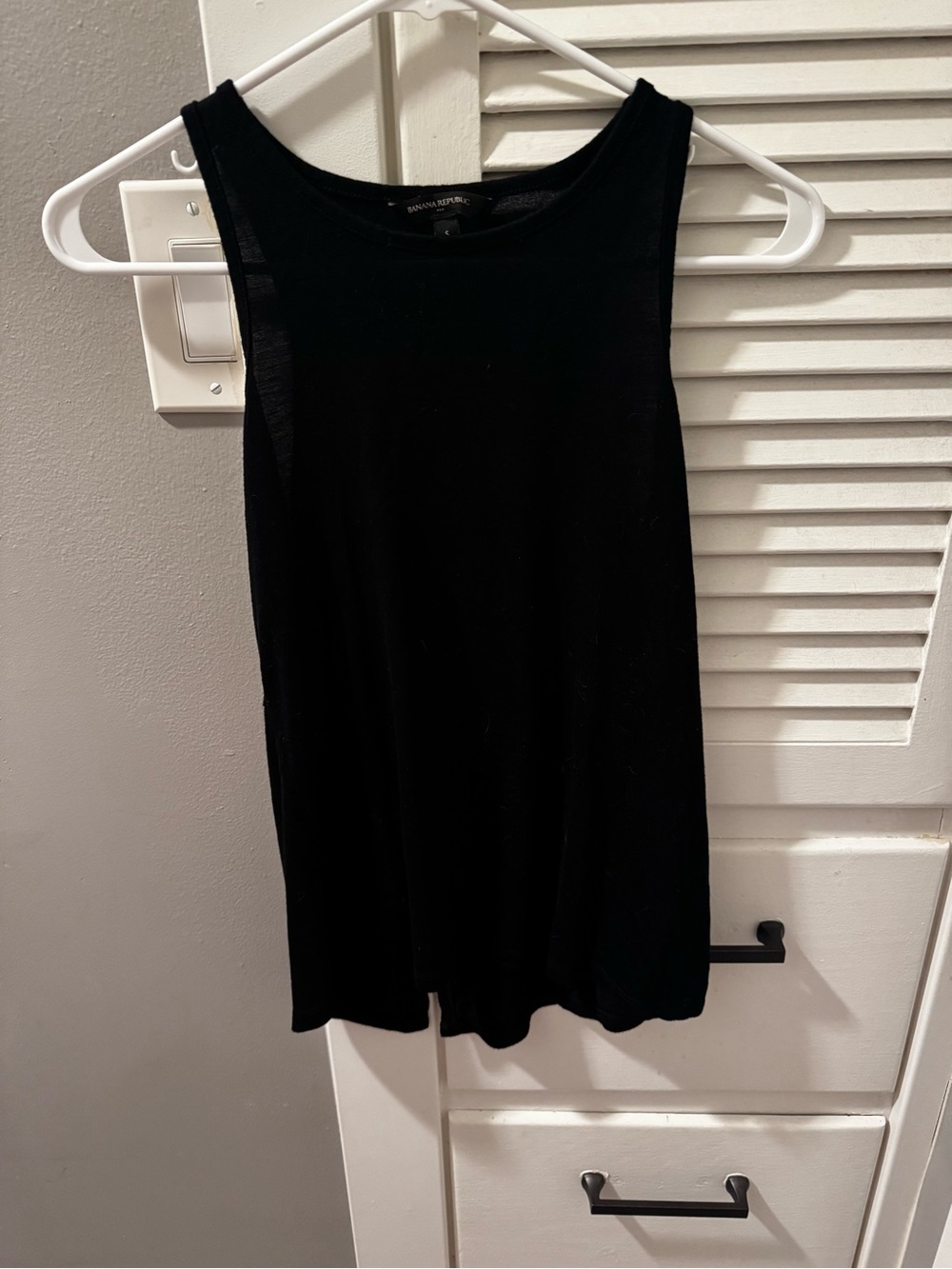 Banana Republic Black Ribbed Tank Top with Open Lower Back.